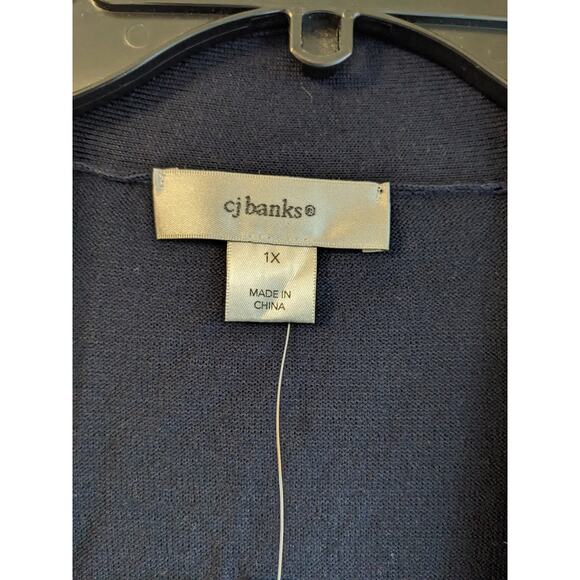 Cj Banks Women's Navy Long Sleeve Open Front Cowl Neck Cardigan Sweater Size 1X - Picture 3 of 5